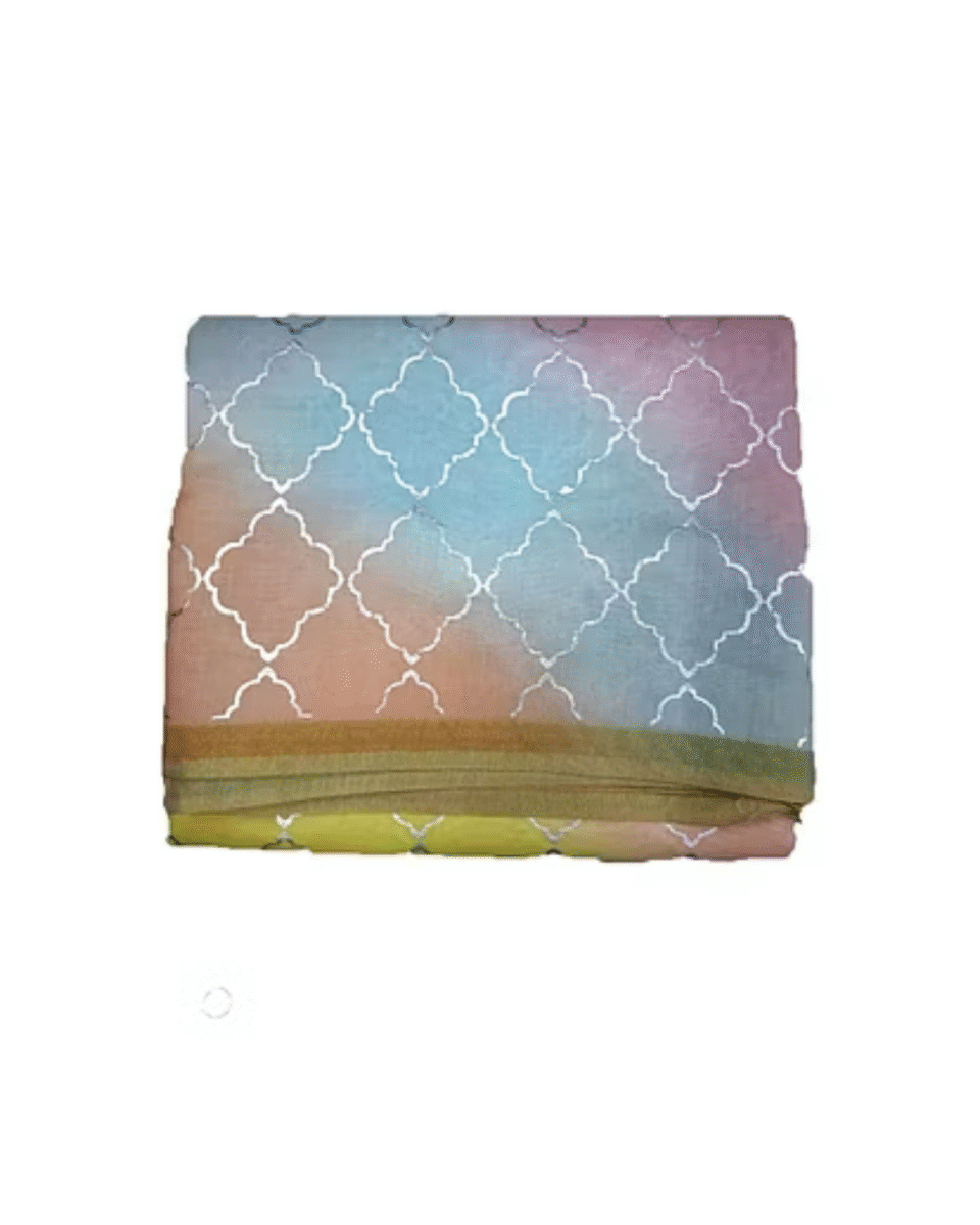 Safawala Pastel Multicolor Moroccan Pattern Safa Cloth with Golden Border | Traditional Indian Wedding Fabric