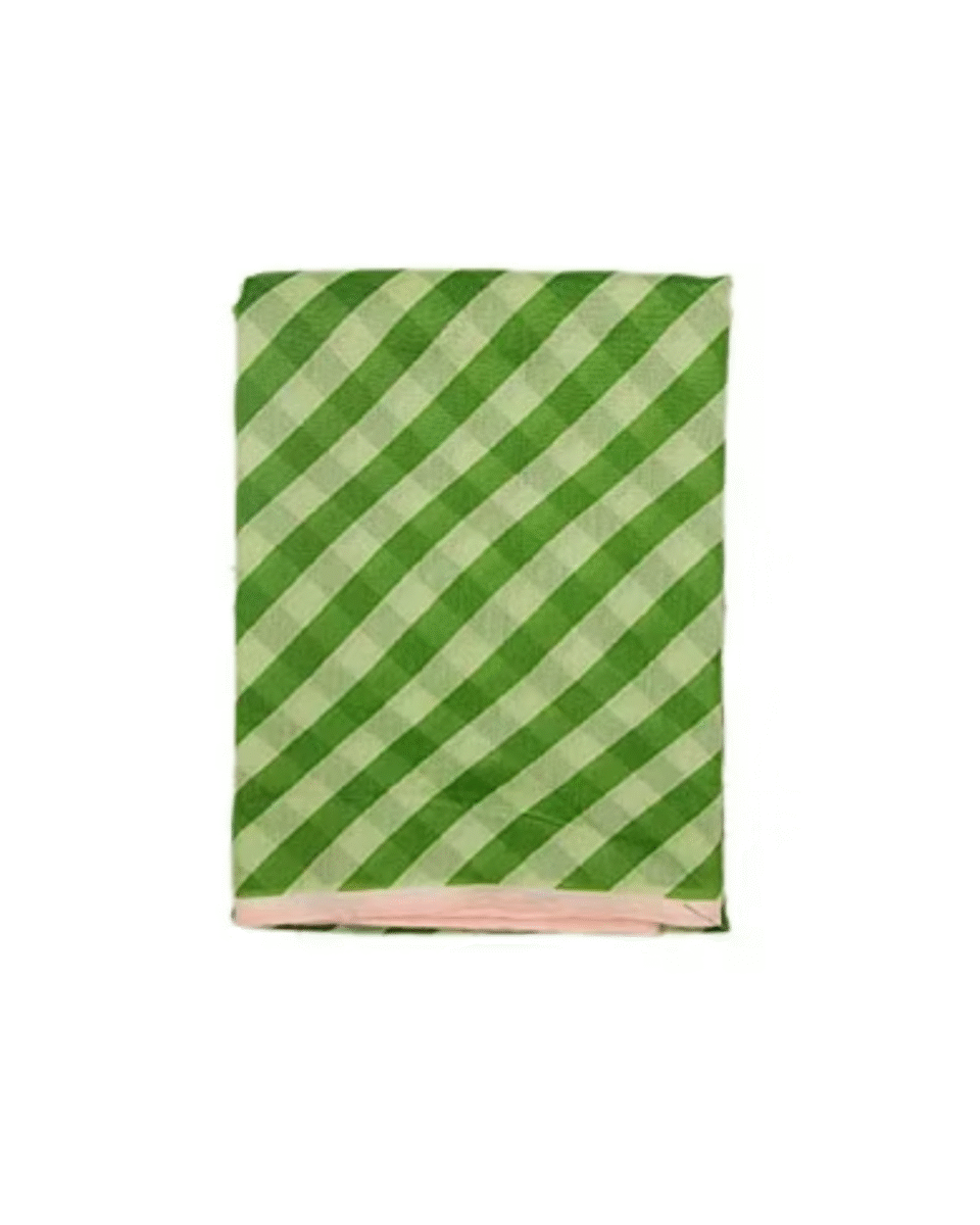 Safawala Green Diagonal Stripes Safa Cloth with Pink Border | Traditional Indian Wedding Fabric