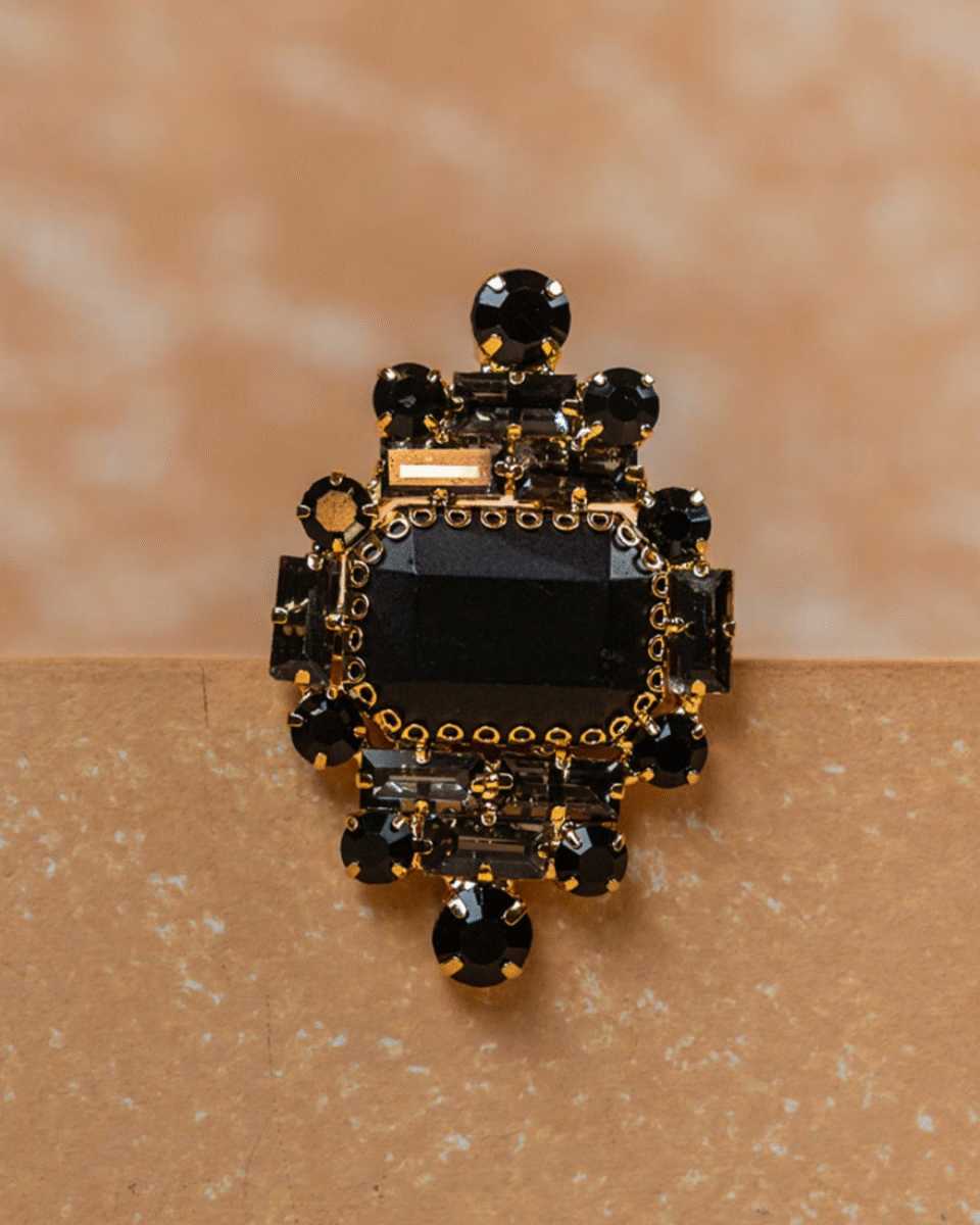Safawala Black Stone Designer Brooches | Groom Turban Pagdi Sherwani Wedding Accessory