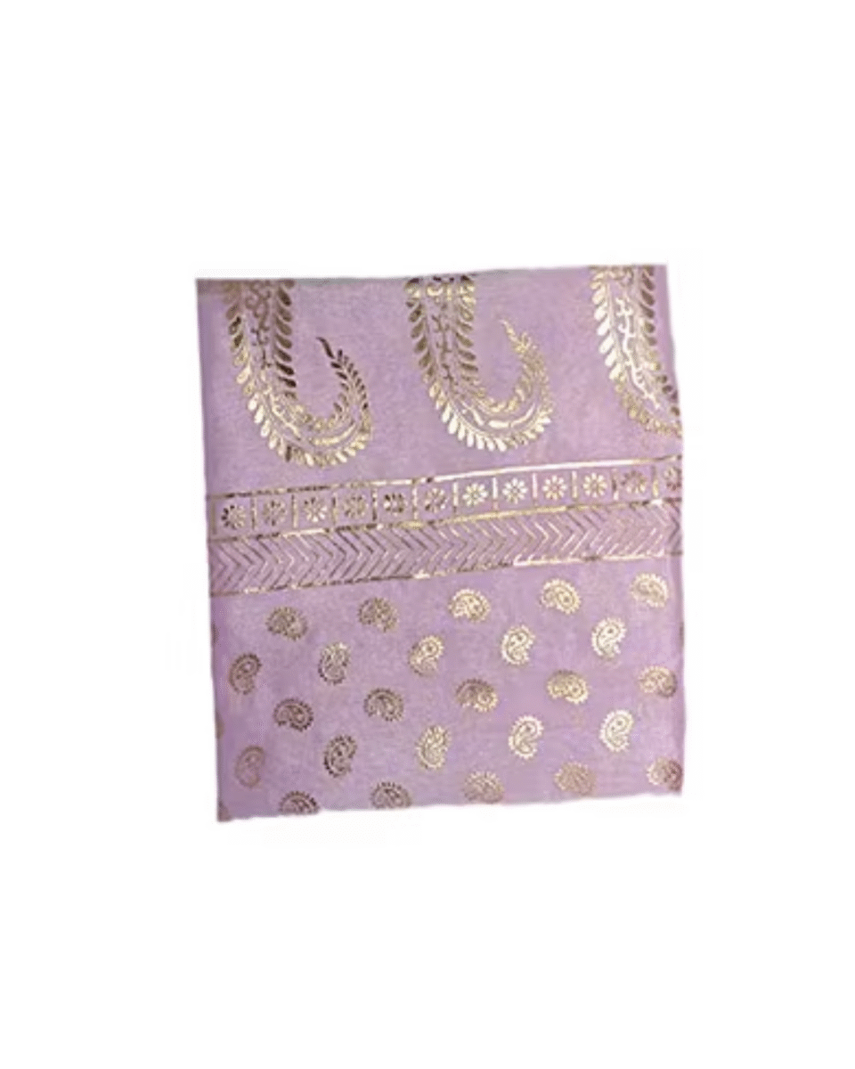 Safawala Lavender Brocade Safa Cloth with Gold Paisley Motifs & Ornate Border | Traditional Indian Wedding Fabric