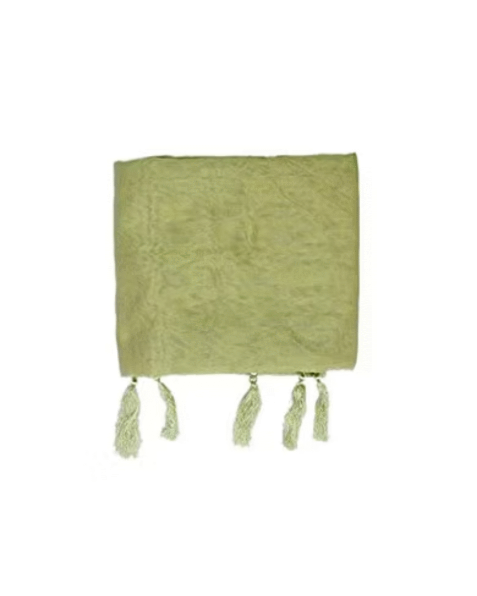 Safawala Light Green Solid Safa Cloth with Tassels | Traditional Indian Wedding Fabric