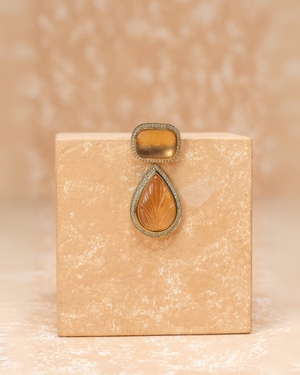 Safawala Yellow Drop Stone Designer Brooches | Groom Turban Pagdi Sherwani Wedding Accessory