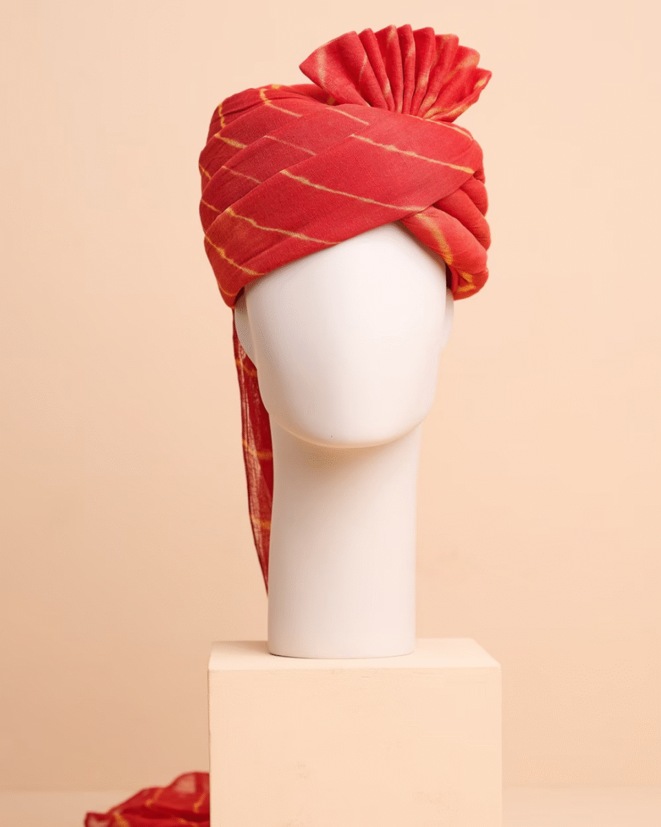 Red Feta Wedding Barati Safa Pagdi Turban | Traditional Indian Guest Wedding Accessory