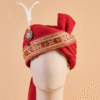 Royal Red Maharaja Feta Wedding Barati Safa Pagdi Turban with Brooch and Feather | Indian Wedding Groom Accessory