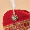 Royal Red Maharaja Feta Wedding Barati Safa Pagdi Turban with Brooch and Feather | Indian Wedding Groom Accessory