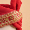 Royal Red Maharaja Feta Wedding Barati Safa Pagdi Turban with Brooch and Feather | Indian Wedding Groom Accessory