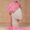 Pink Gold Border Feta Wedding Barati Safa Pagdi Turban | Traditional Indian Guest Wedding Accessory