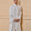 Safawala White Embroidered Dupatta & Stole | Groom Wedding Festive Accessory