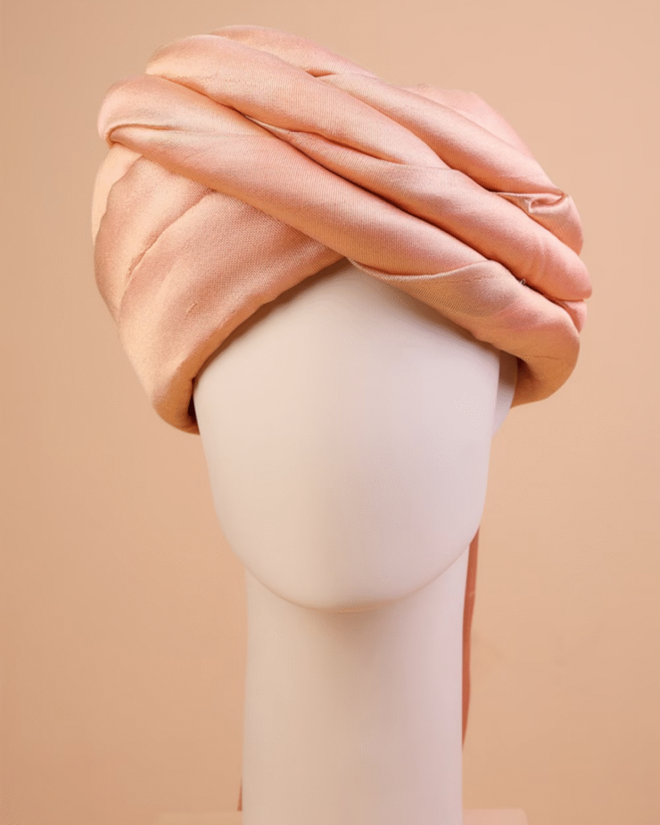 Peach Feta Wedding Barati Safa Pagdi Turban | Traditional Indian Guest Wedding Accessory