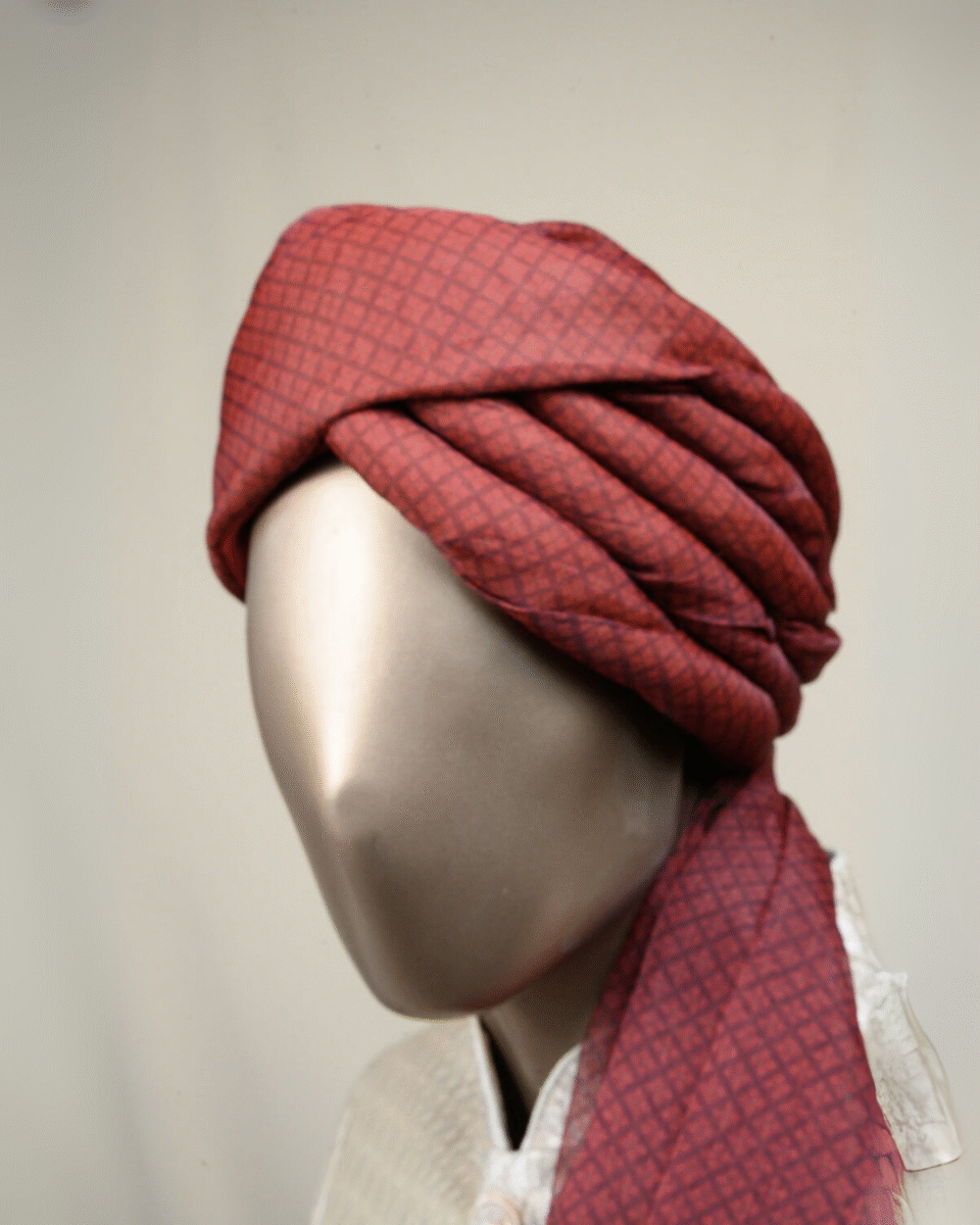 Brick Red Feta Wedding Barati Safa Pagdi Turban | Traditional Indian Guest Wedding Accessory