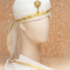 Ivory Gold Regal Feta Wedding Groom Safa Pagdi Turban with Brooch | Traditional Indian Wedding Accessory