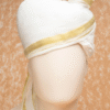 Ivory Gold Regal Feta Wedding Groom Safa Pagdi Turban with Brooch | Traditional Indian Wedding Accessory