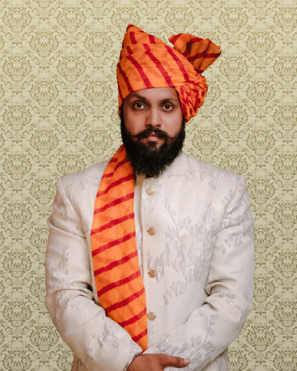 Radiant Stripe Feta Wedding Barati Safa Pagdi Turban | Traditional Indian Groom Guest Wedding Accessory