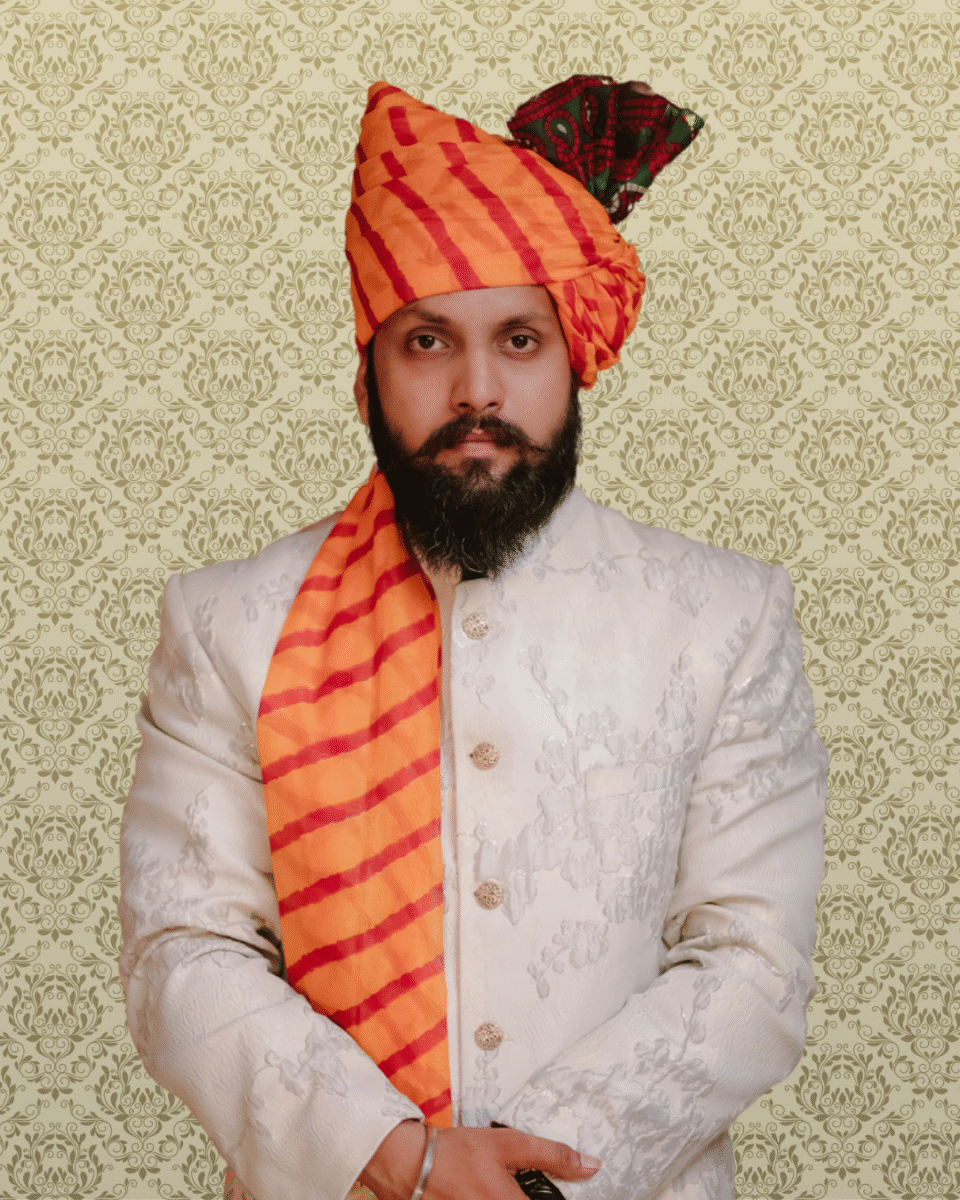 Sunbeam Stripe Feta Wedding Barati Safa Pagdi Turban | Traditional Indian Groom Guest Wedding Accessory