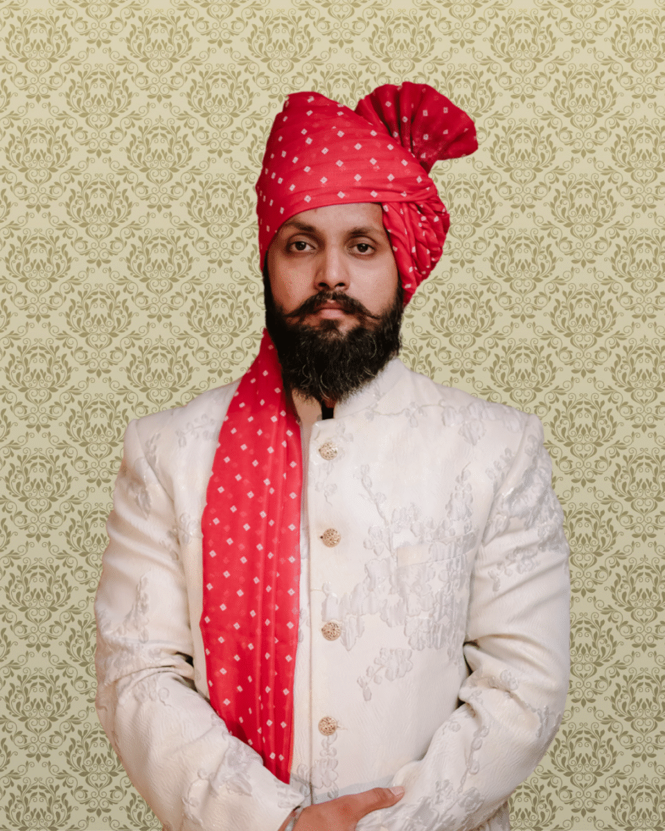 Ruby Dot Festive Feta Wedding Barati Safa Pagdi Turban | Traditional Indian Groom Guest Wedding Accessory
