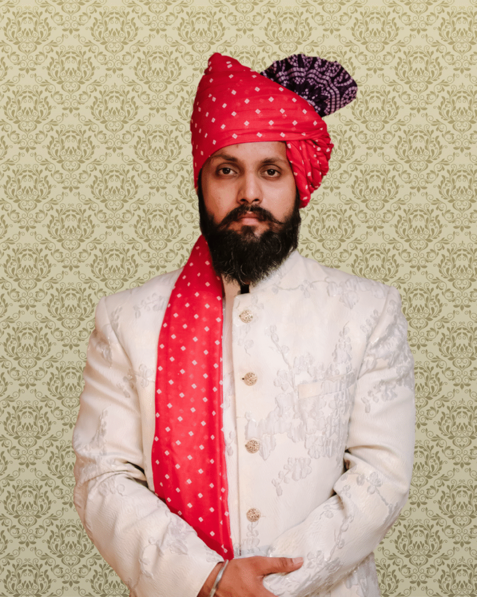 Ruby Accent Dot Feta Wedding Barati Safa Pagdi Turban | Traditional Indian Groom Guest Wedding Accessory
