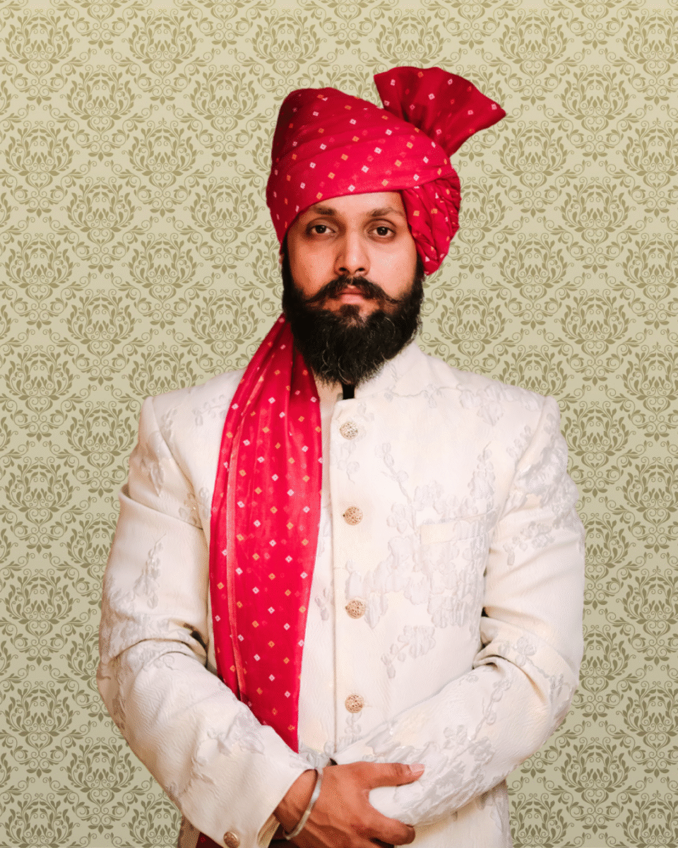 Ruby Festive Dot Feta Wedding Barati Safa Pagdi Turban | Traditional Indian Groom Guest Wedding Accessory