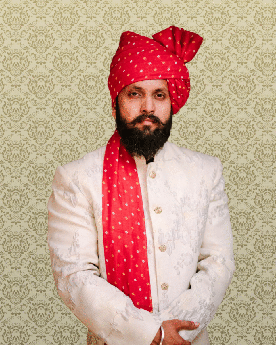 Ruby Star Dot Feta Wedding Barati Safa Pagdi Turban | Traditional Indian Groom Guest Wedding Accessory