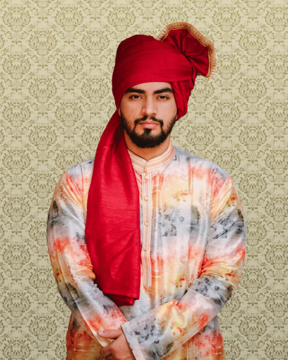 Ruby Embrace Feta Wedding Barati Safa Pagdi Turban | Traditional Indian Groom Guest Wedding Accessory