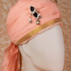 Peach Gold Feta Groom Safa Pagdi Turban with Brooch | Traditional Indian Wedding Accessory