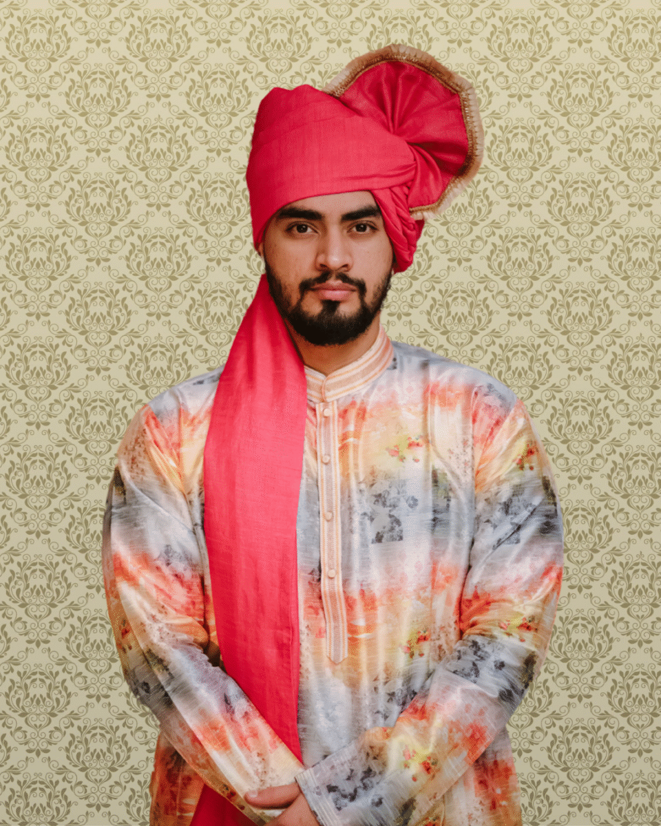 Cherry Aura Feta Wedding Barati Safa Pagdi Turban | Traditional Indian Groom Guest Wedding Accessory