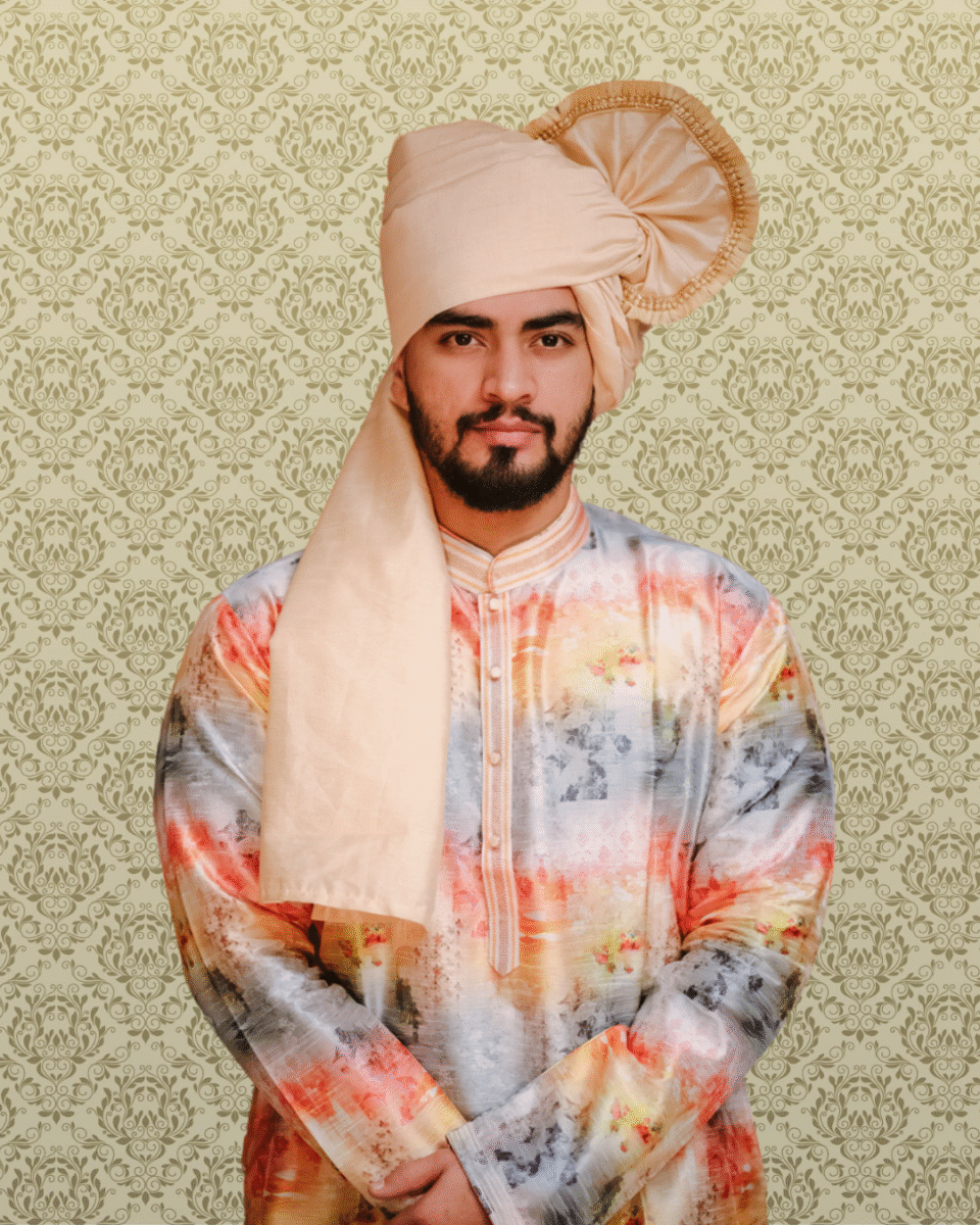 Champagne Glow Feta Wedding Barati Safa Pagdi Turban | Traditional Indian Groom Guest Wedding Accessory