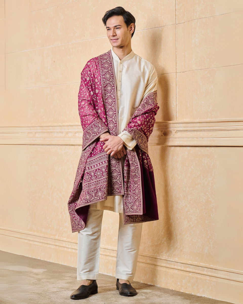 Safawala Magenta Embroidered Dupattas & Wedding Stoles | Festive Wedding Accessories