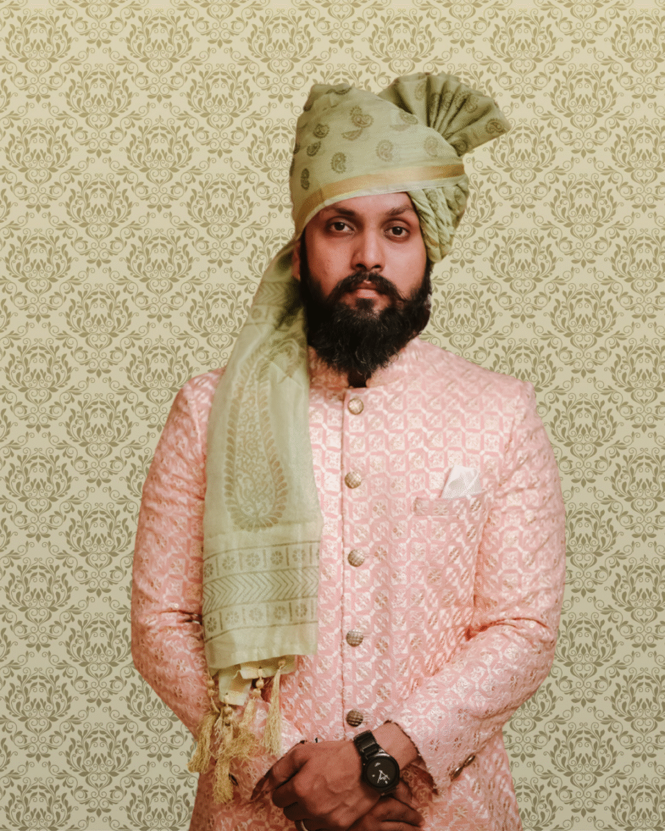 Olive Mist Feta Wedding Barati Safa Pagdi Turban | Traditional Indian Groom Guest Wedding Accessory
