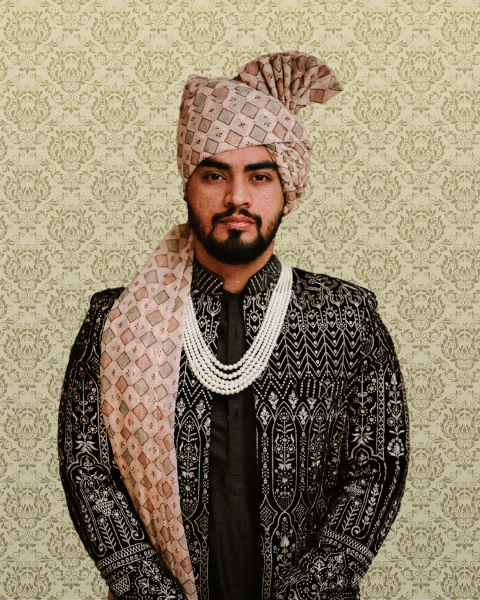 Champagne Royale Feta Wedding Barati Safa Pagdi Turban | Traditional Indian Groom Guest Wedding Accessory