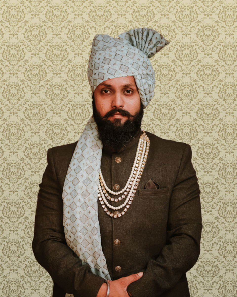 Silver Royale Feta Wedding Barati Safa Pagdi Turban | Traditional Indian Groom Guest Wedding Accessory