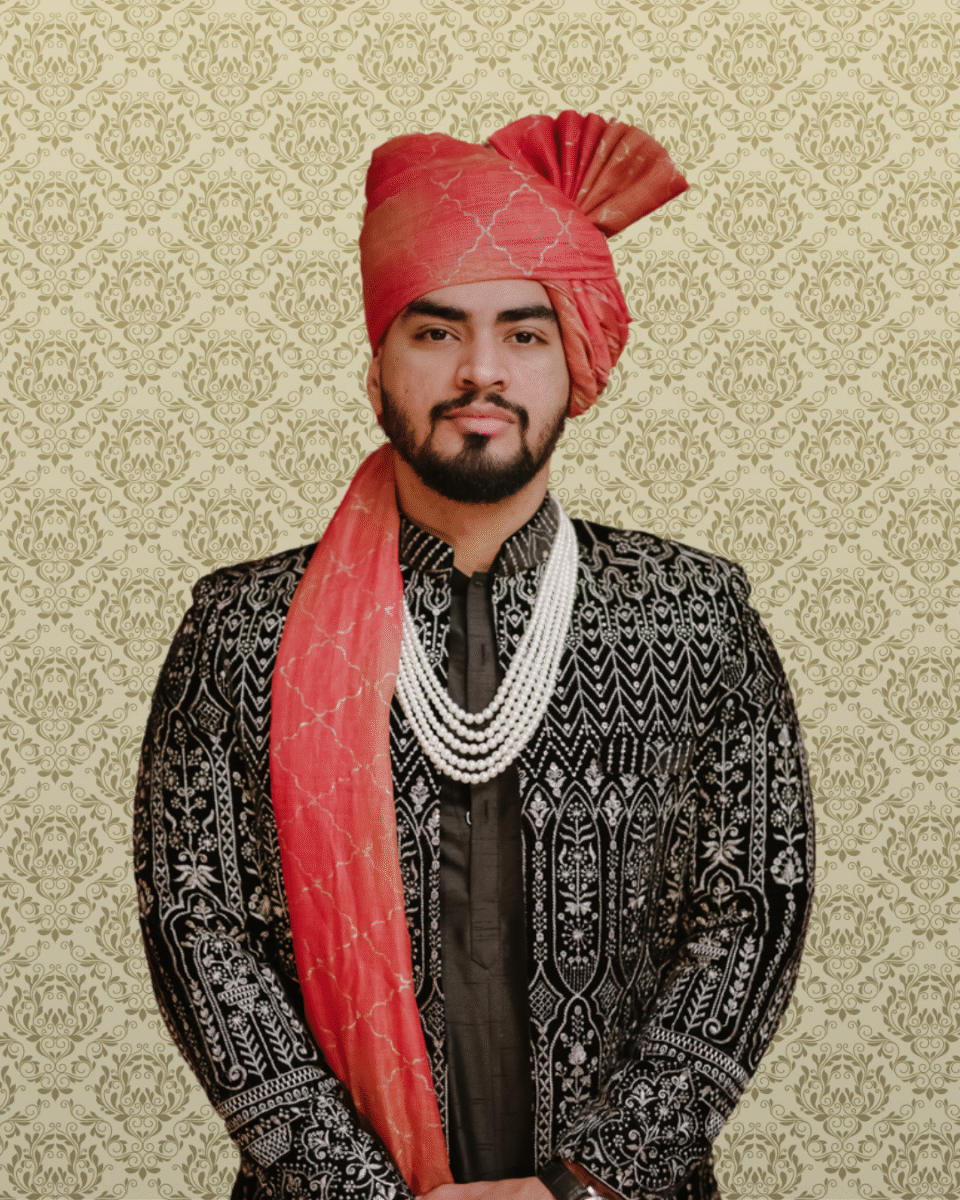 Blush Rust Bandhani Feta Wedding Barati Safa Pagdi Turban | Traditional Indian Groom Guest Wedding Accessory