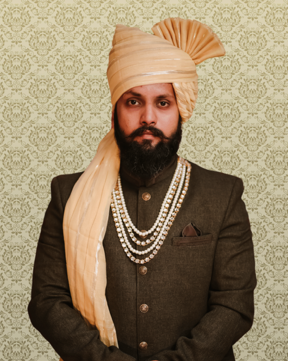 Champagne Classic Feta Wedding Barati Safa Pagdi Turban | Traditional Indian Groom Guest Wedding Accessory