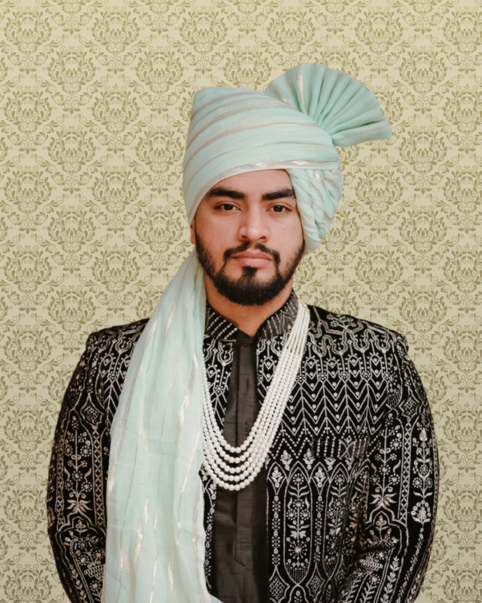 Mint Frost Feta Wedding Barati Safa Pagdi Turban | Traditional Indian Groom Guest Wedding Accessory