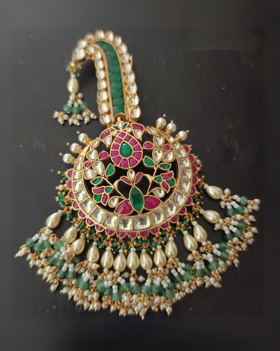Safawala Kundan Floral Multicolor Pearl Drop Kalgi Royal Pin | Groom Turban Pagdi Sherwani Wedding Accessory