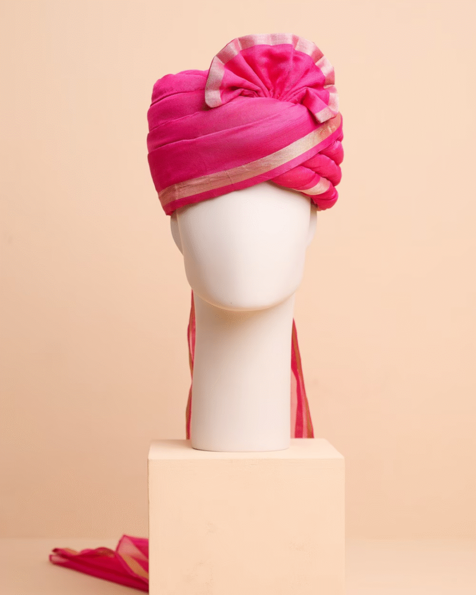 Pink Wedding Barati Safa Pagdi Turban | Traditional Indian Guest Wedding Accessory