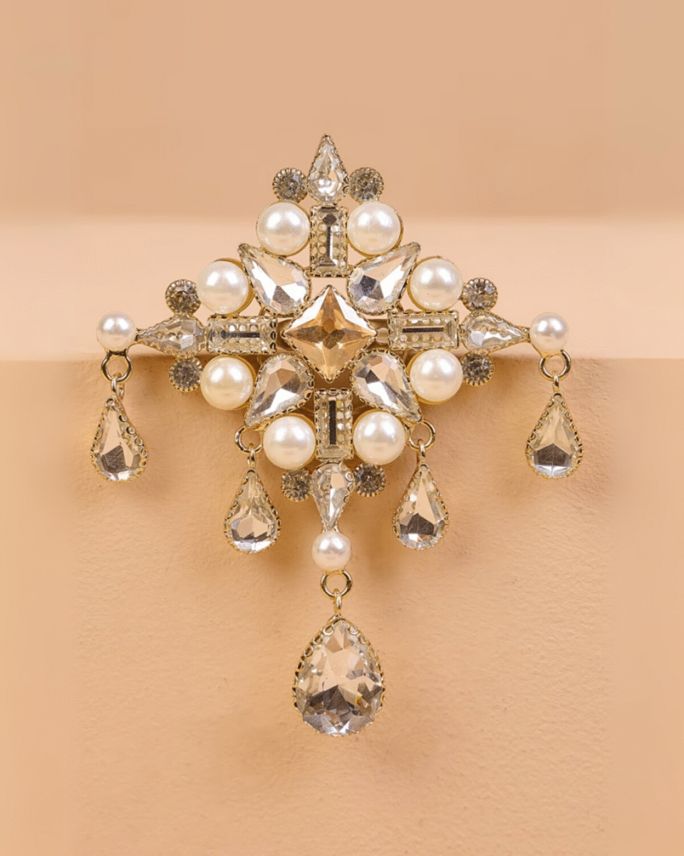 Safawala Pearl Crystal Designer Brooches | Groom Turban Pagdi Sherwani Wedding Accessory