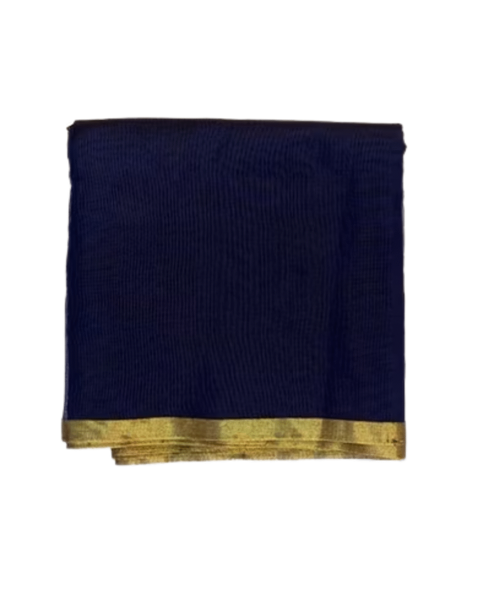 Safawala Navy Blue Solid Safa Cloth with Golden Border | Traditional Indian Wedding Fabric
