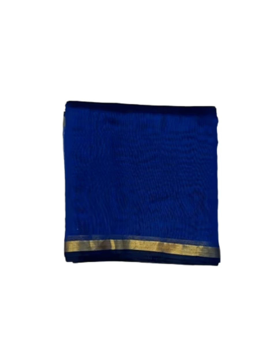 Safawala Royal Blue Solid Safa Cloth with Golden Border | Traditional Indian Wedding Fabric
