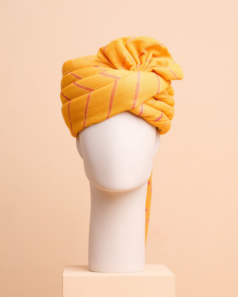 Yellow Wedding Barati Safa Pagdi Turban | Traditional Indian Guest Wedding Accessory