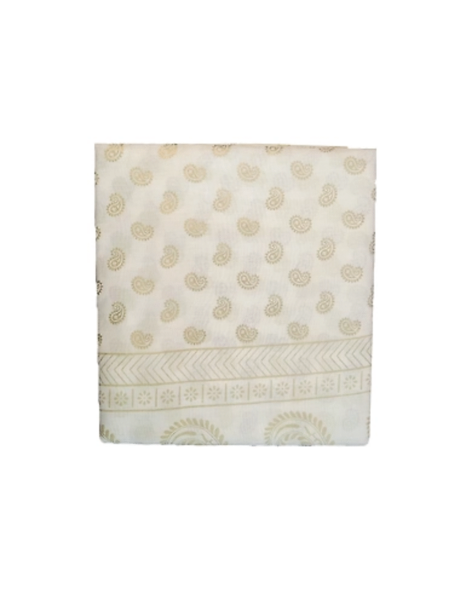 Safawala Ivory Brocade Safa Cloth with Paisley Motifs & Ornate Border | Traditional Indian Wedding Fabric