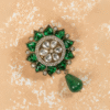 Safawala Green Kundan Designer Brooches | Groom Turban Pagdi Sherwani Wedding Accessory