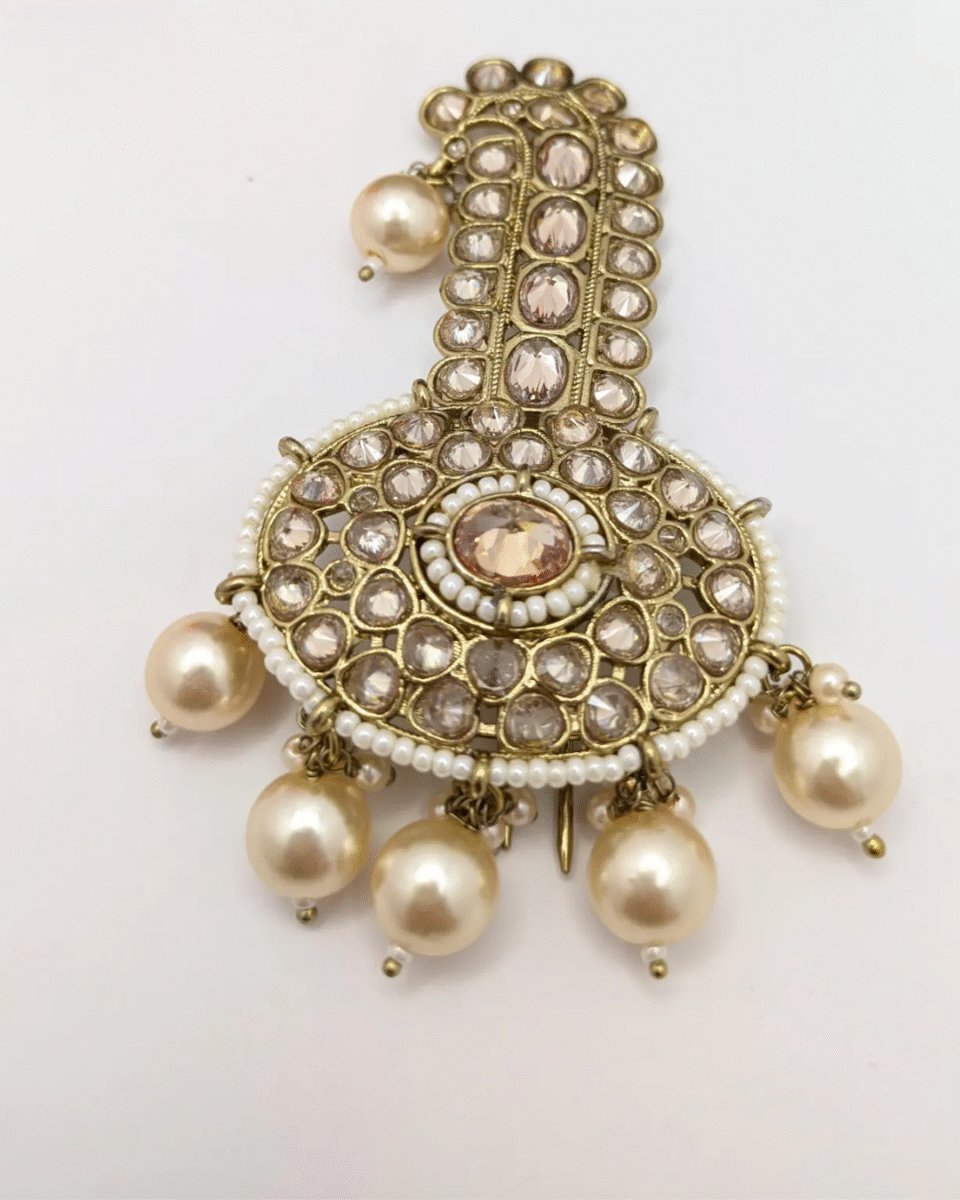 Safawala Kundan Pearl Drop Kalgi Royal Pin | Groom Turban Pagdi Sherwani Wedding Accessory