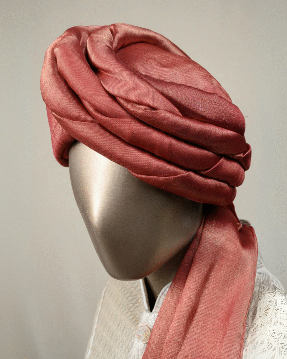 Rust Feta Wedding Barati Safa Pagdi Turban | Traditional Indian Guest Wedding Accessory
