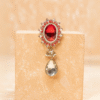 Safawala Red Oval Crystal Brooches | Groom Turban Pagdi Sherwani Wedding Accessory